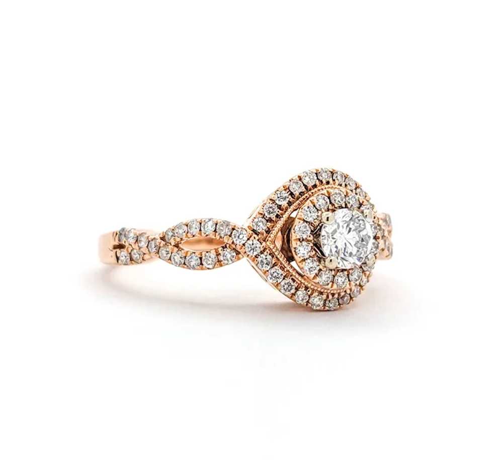 .50ctw Diamond Twist and Double Halo Ring In Rose… - image 7