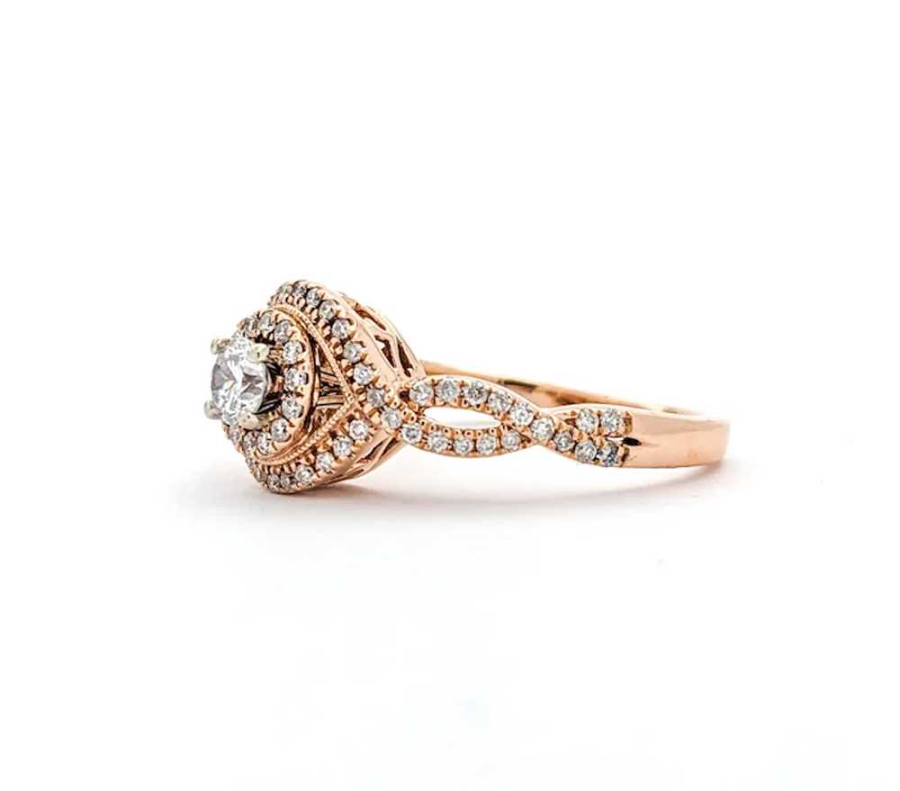 .50ctw Diamond Twist and Double Halo Ring In Rose… - image 9
