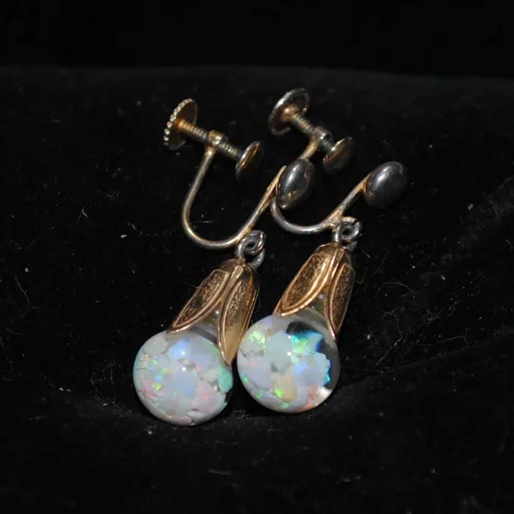 Opalite Gold-filled Floating Opal Glass Screw-bac… - image 2