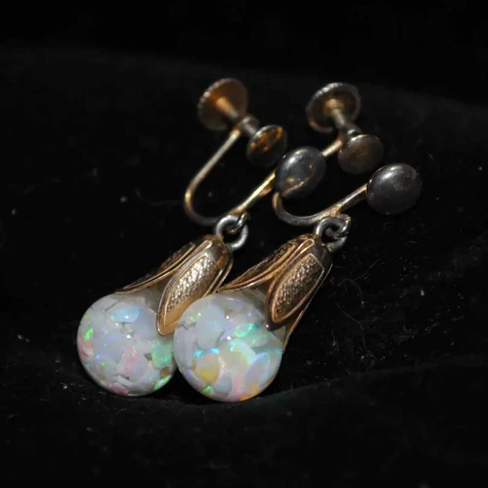 Opalite Gold-filled Floating Opal Glass Screw-bac… - image 3