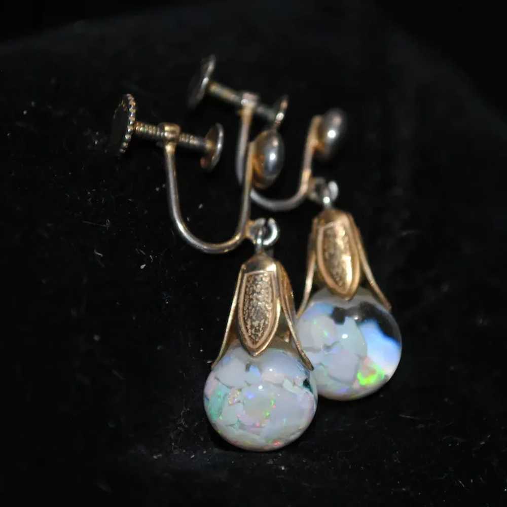 Opalite Gold-filled Floating Opal Glass Screw-bac… - image 4