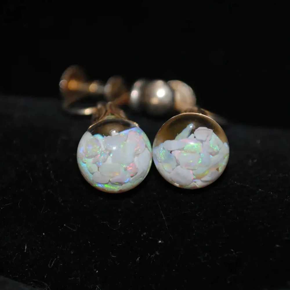 Opalite Gold-filled Floating Opal Glass Screw-bac… - image 6