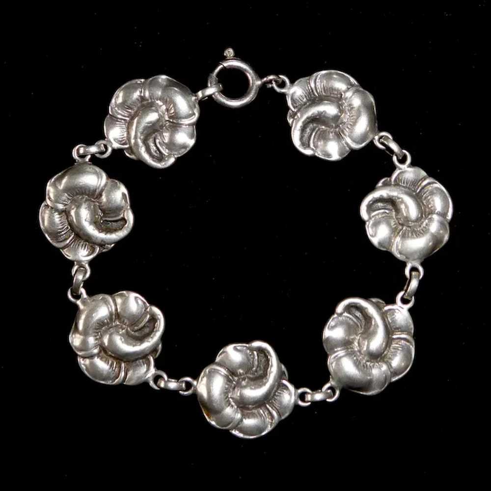 Sterling Hibiscus Flower Link Viking Craft Bracel… - image 12