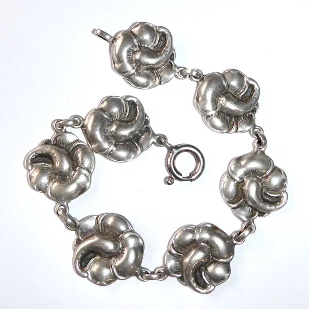 Sterling Hibiscus Flower Link Viking Craft Bracel… - image 2