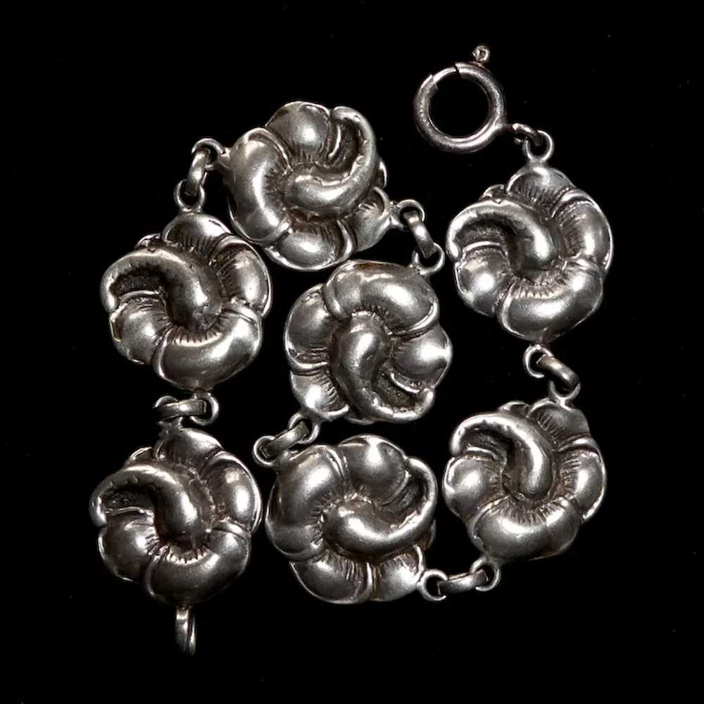 Sterling Hibiscus Flower Link Viking Craft Bracel… - image 4