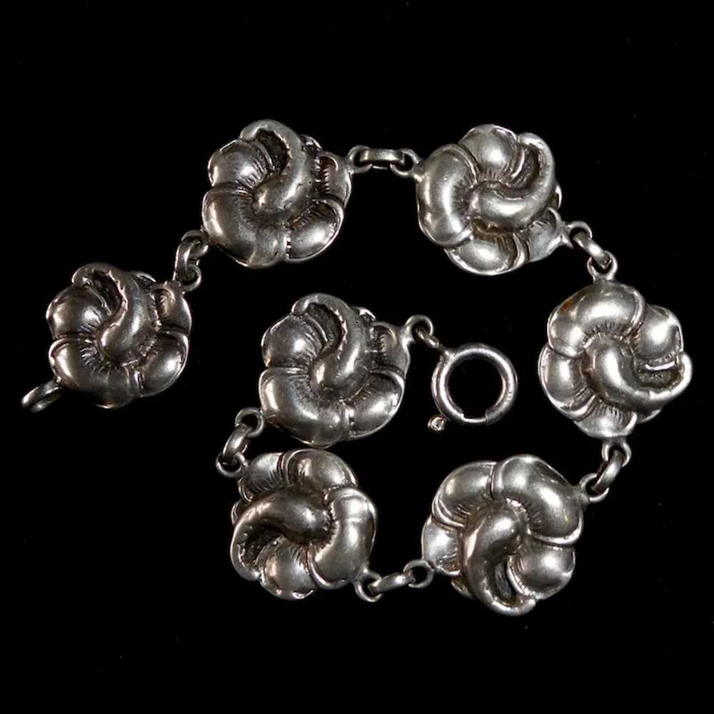 Sterling Hibiscus Flower Link Viking Craft Bracel… - image 7