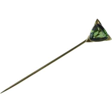 14K Victorian Trillion Green Tourmaline Triangle … - image 1