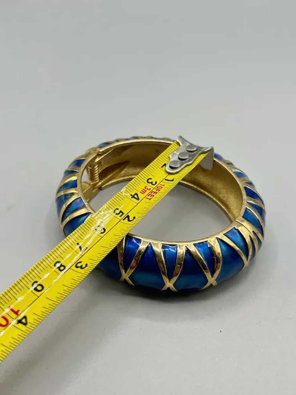 KJL Kenneth Jay Lane Blue Hinged Bangle Bracelet … - image 10