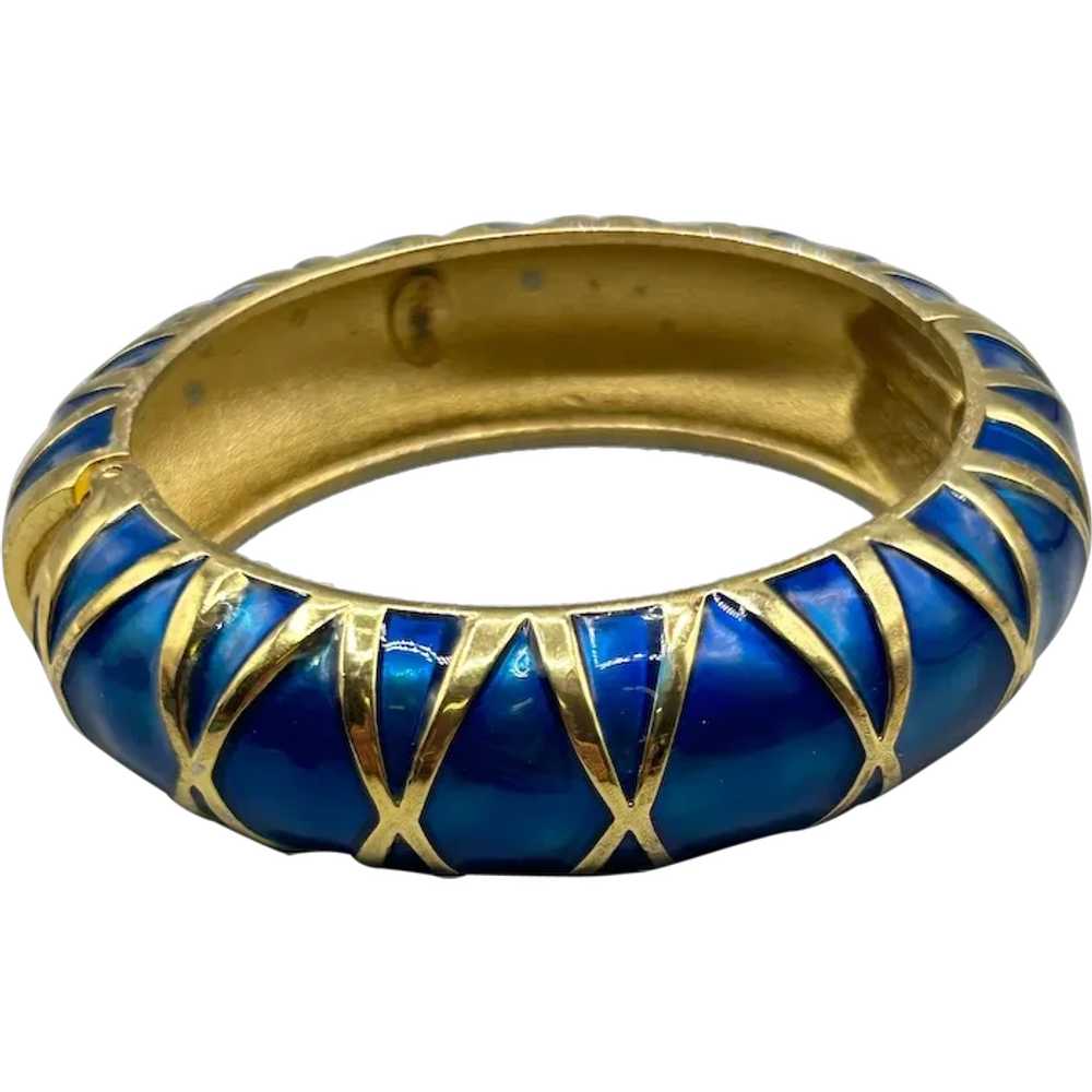 KJL Kenneth Jay Lane Blue Hinged Bangle Bracelet … - image 1