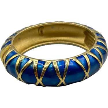 KJL Kenneth Jay Lane Blue Hinged Bangle Bracelet … - image 1