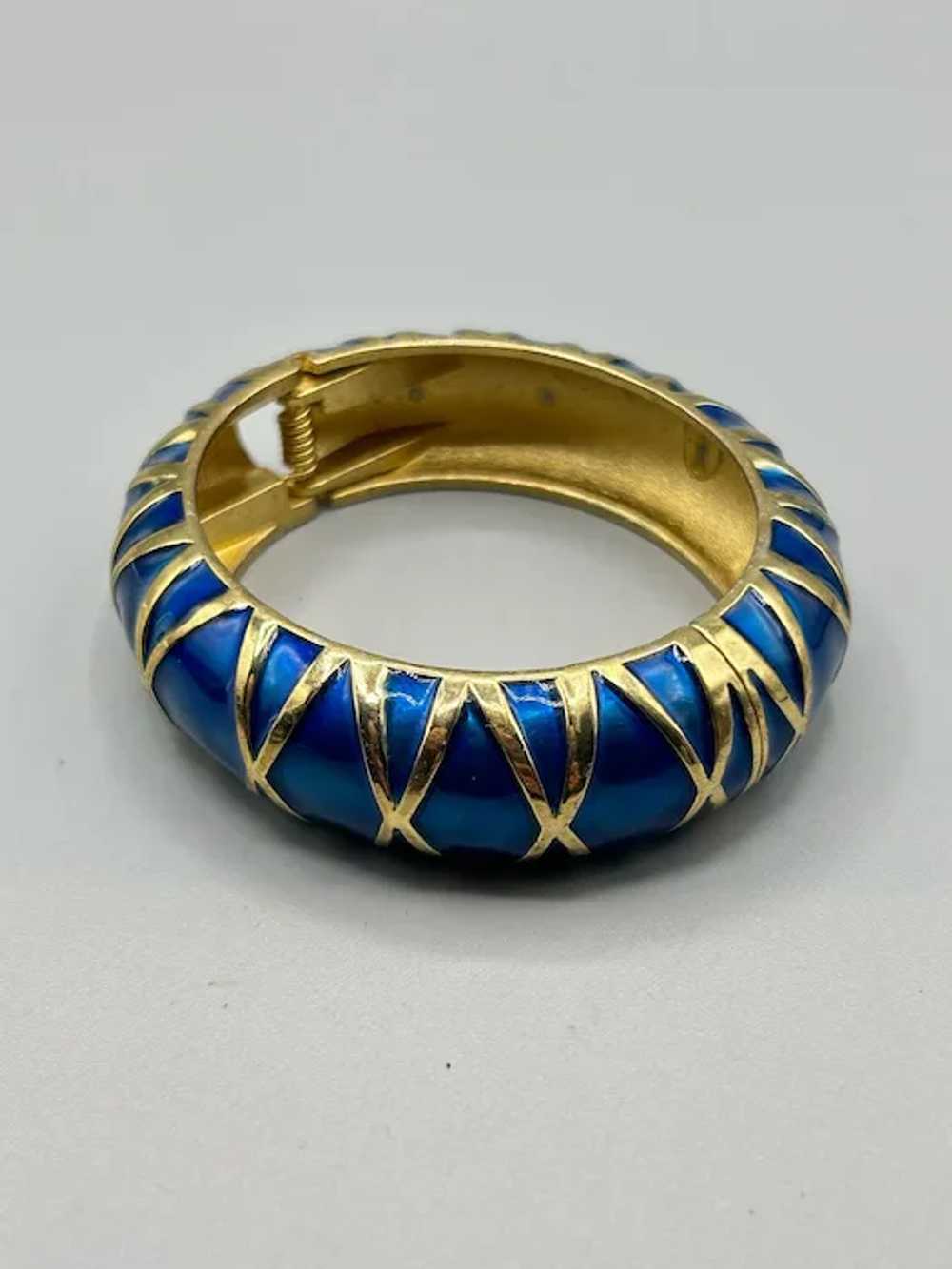 KJL Kenneth Jay Lane Blue Hinged Bangle Bracelet … - image 4