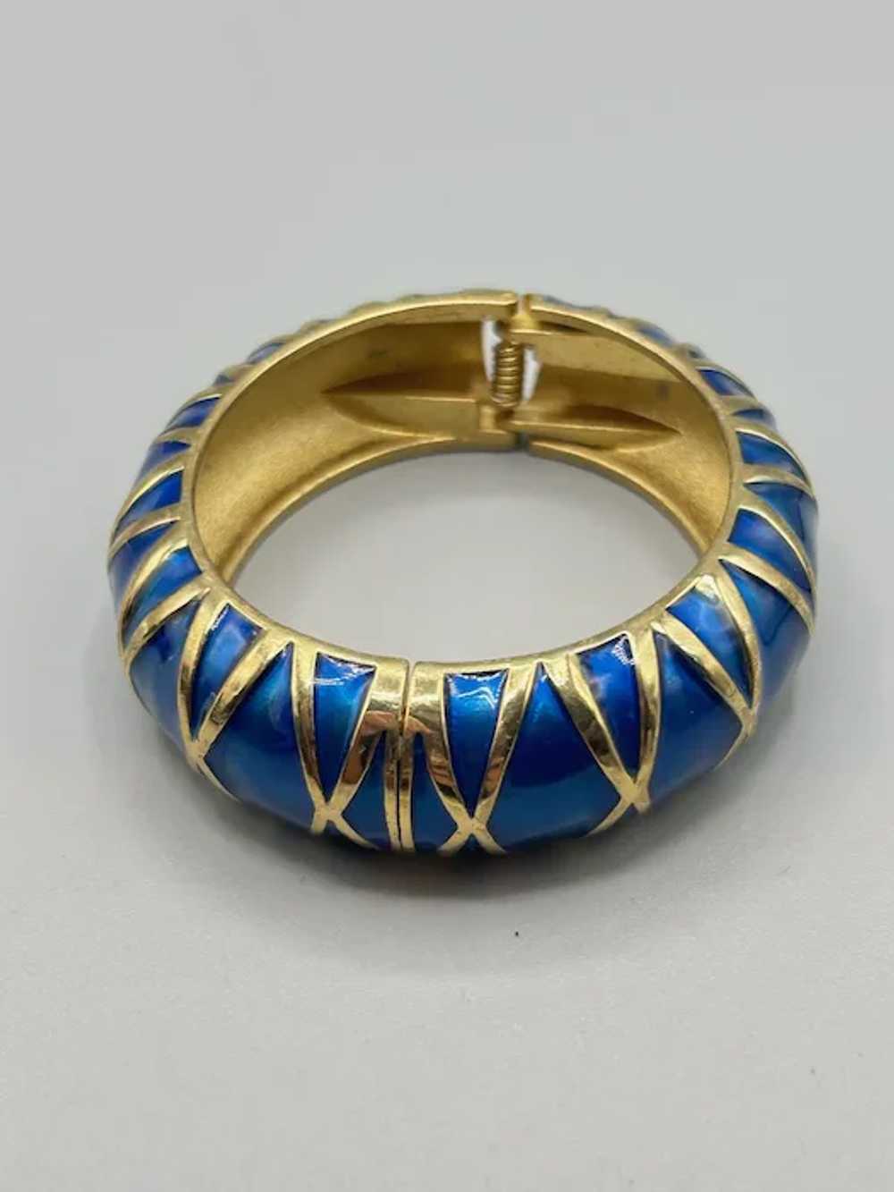 KJL Kenneth Jay Lane Blue Hinged Bangle Bracelet … - image 5