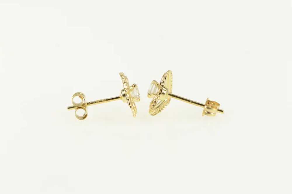 14K Vintage Heart CZ Love Symbol Stud Earrings Ye… - image 2
