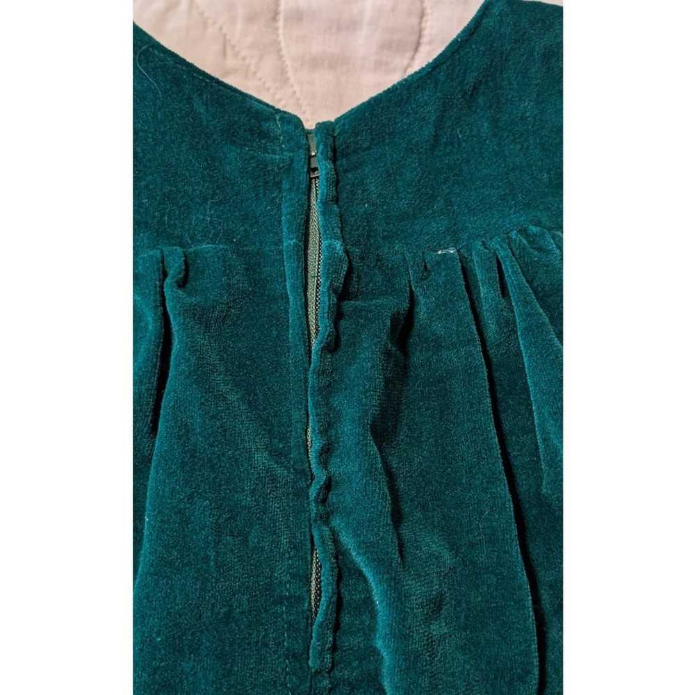 Vintage Homemade Green Velvet Embroidered Mtn. Sc… - image 7