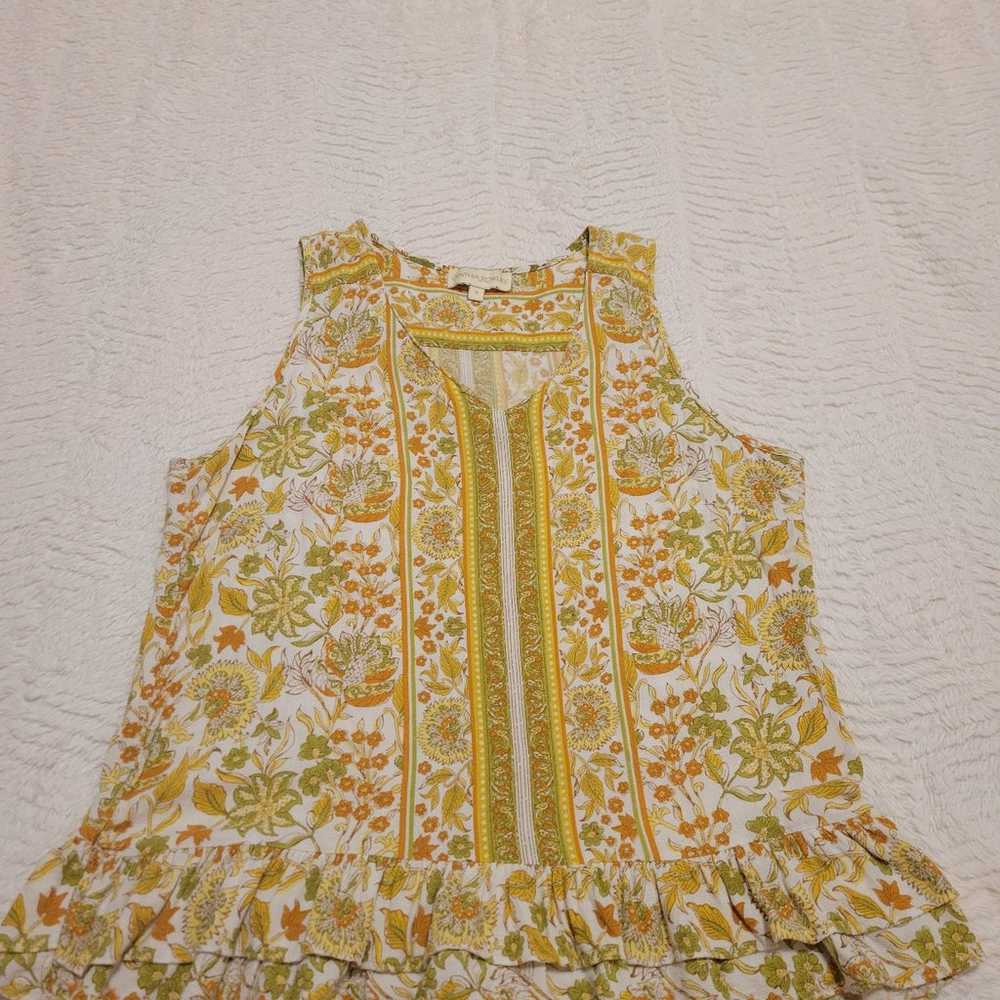 Cynthia Rowley Sleeveless Floral Linen Top Shirt … - image 1