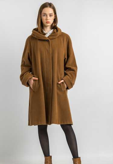 80s Camel Coat vintage brown angora winter coat 59