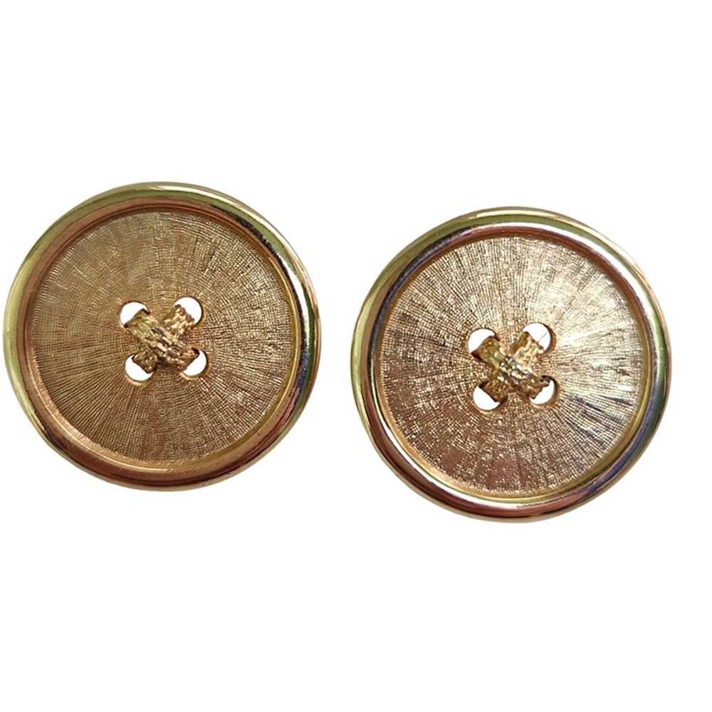 Vintage Goldtone Button Earrings - image 1