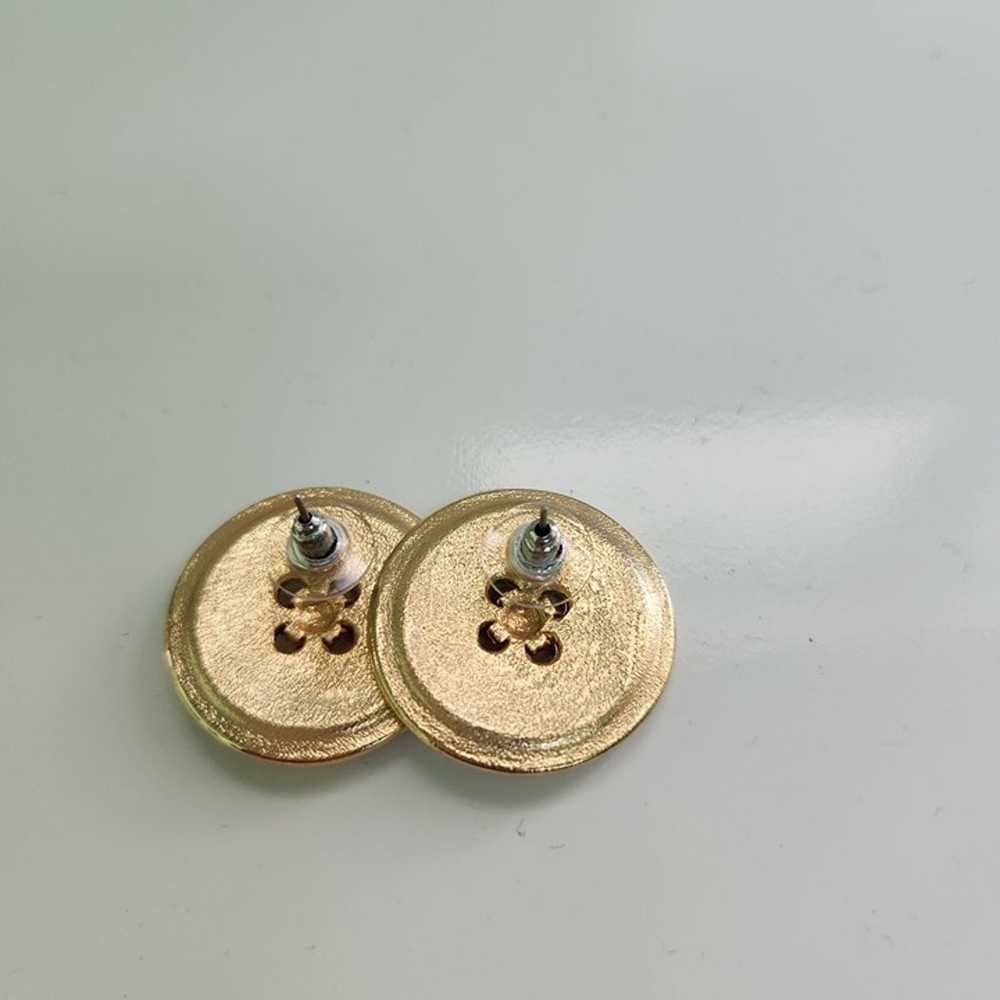 Vintage Goldtone Button Earrings - image 3