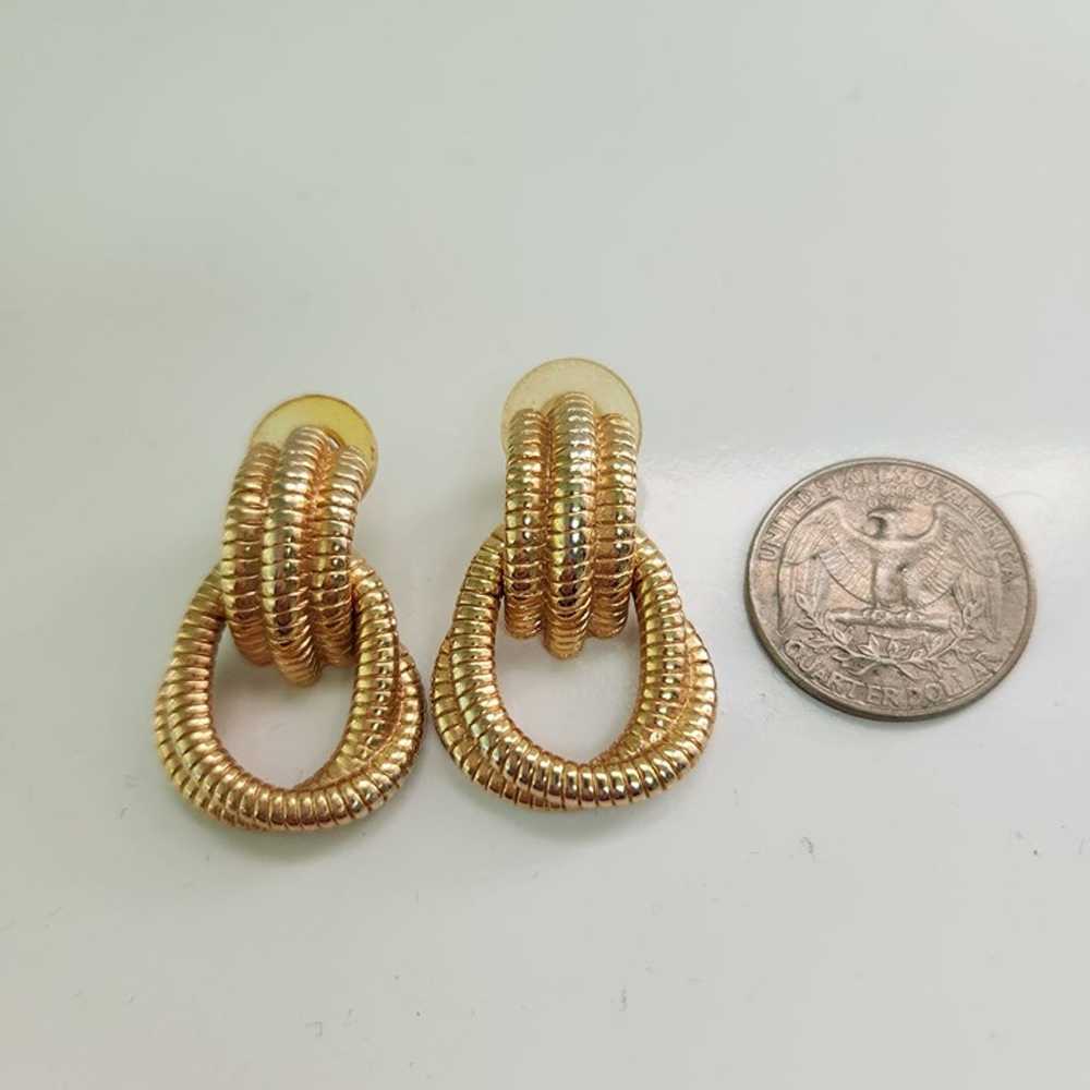 Vintage Goldtone Spiral Door Knocker 80s Pierced … - image 3