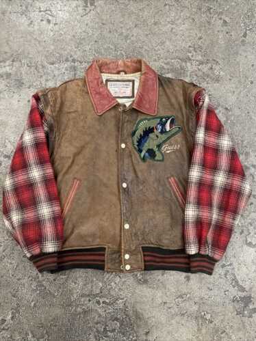 OLD GUESS　アメリカンチーム　袖レザー　刺繍　ヴァーシティージャケット Vintage guess varsity leather - Gem