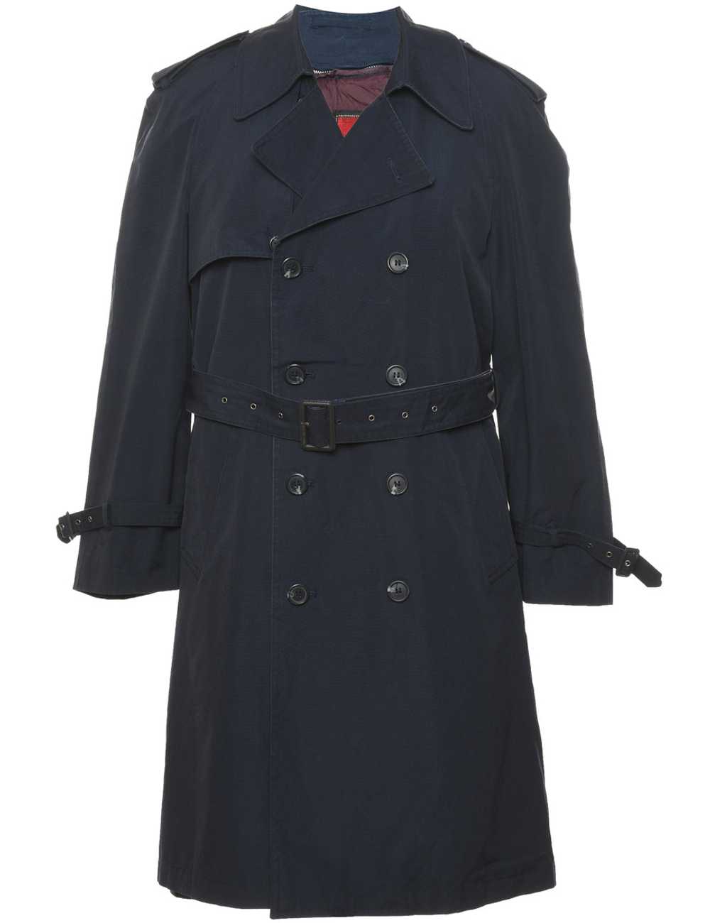 Moores Navy Double-Breasted Trench Coat - L - image 1