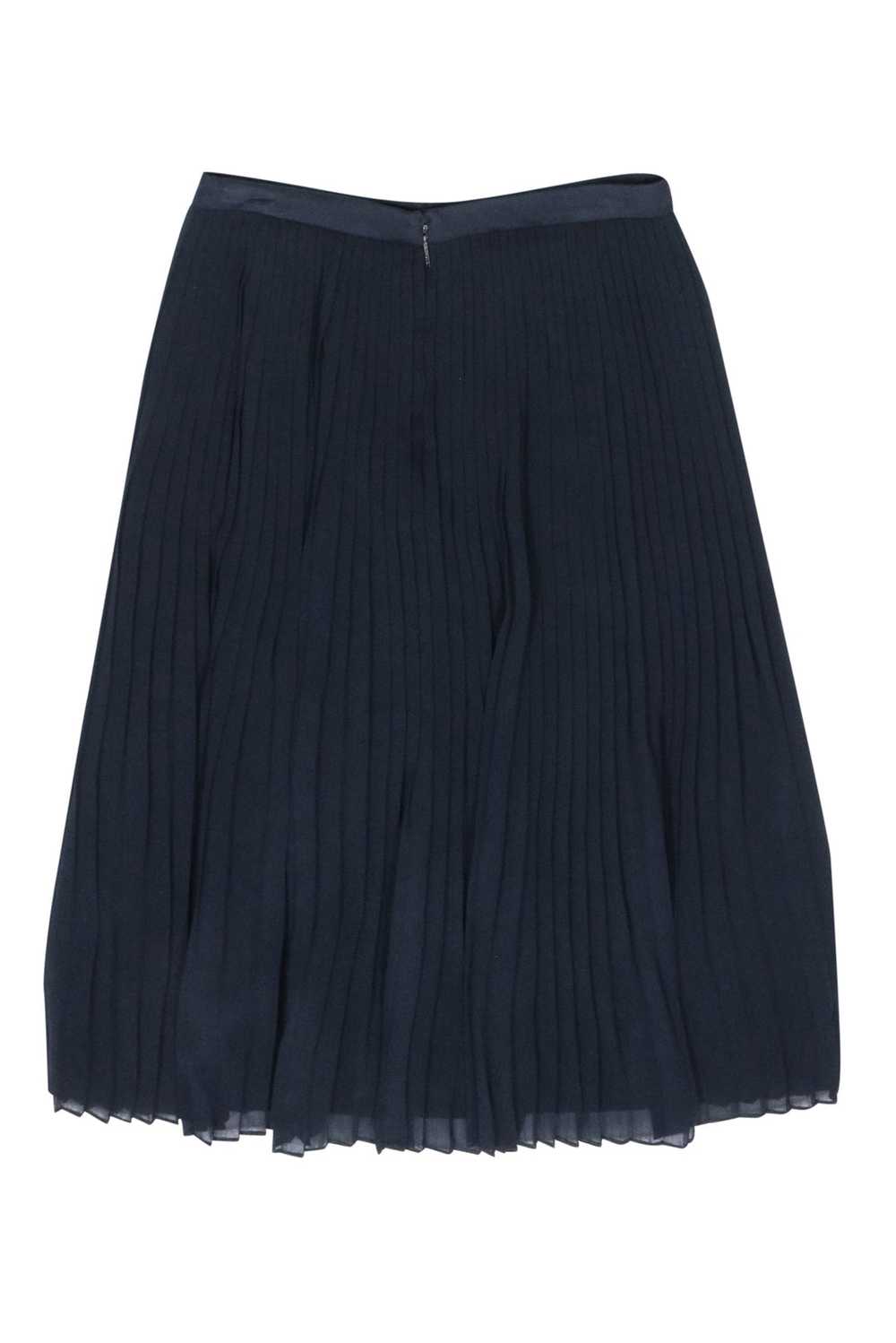 Tory Burch - Navy Silk Pleated Beaded Front Skirt… - image 2
