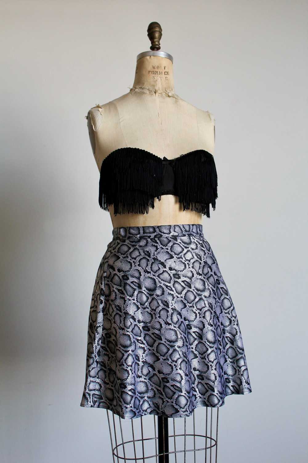 1990s Grey Satin Snakeskin Print Tennis Skirt - Gem