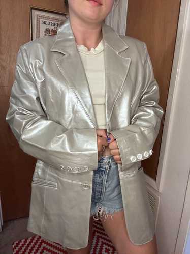 Metrostyle Y2K Metallic Silver Leather jacket (18…