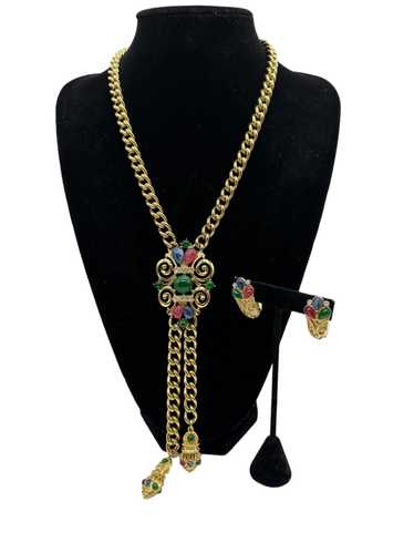 Trifari Jewels of India Lariat Style Necklace and… - image 1