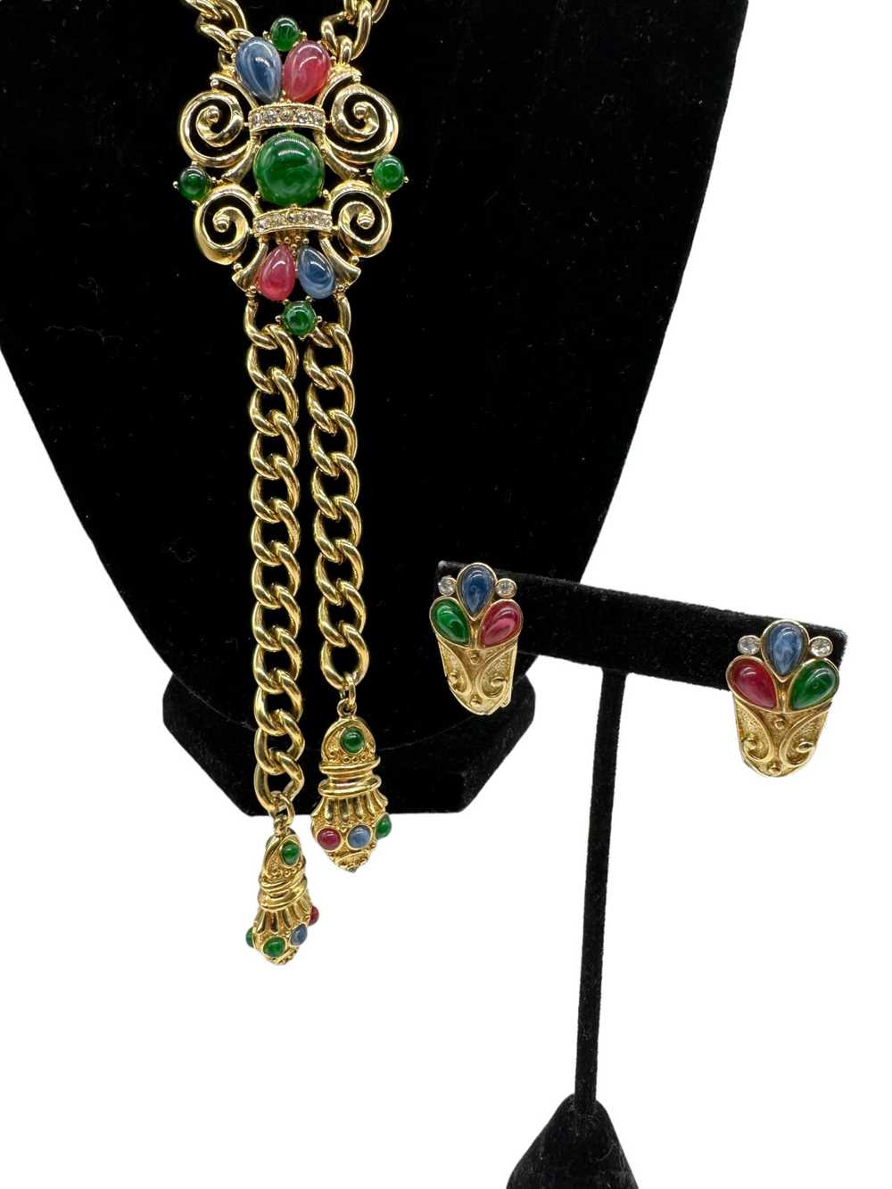 Trifari Jewels of India Lariat Style Necklace and… - image 4