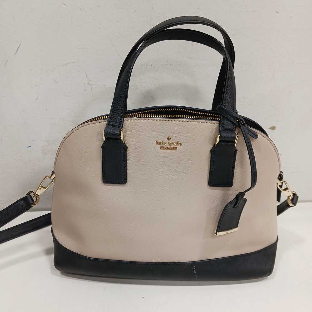 Kate Spade Beige & Black Leather Shoulder Handbag - image 1