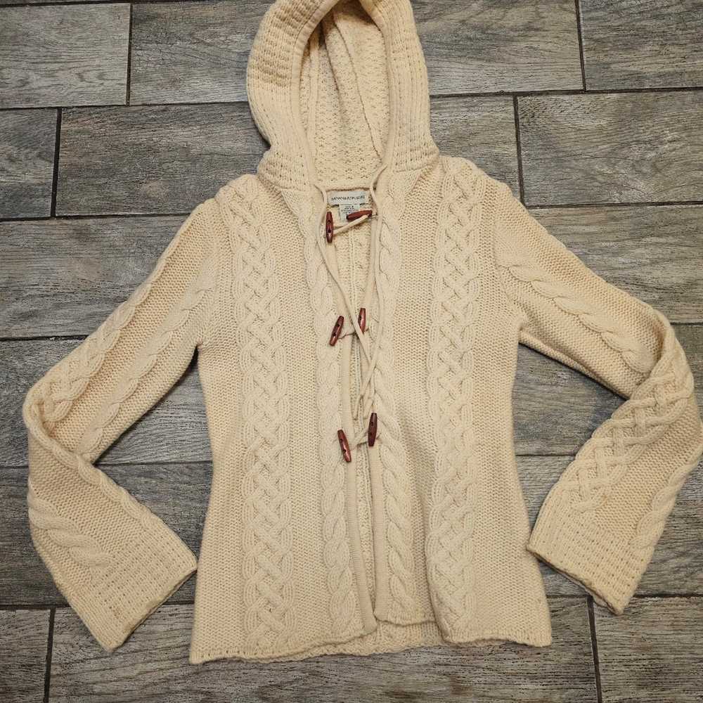 VINTAGE LAMBS WOOL BANANA REPUBLIC Hooded Cardigan - image 1