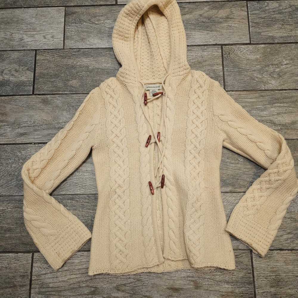 VINTAGE LAMBS WOOL BANANA REPUBLIC Hooded Cardigan - image 2