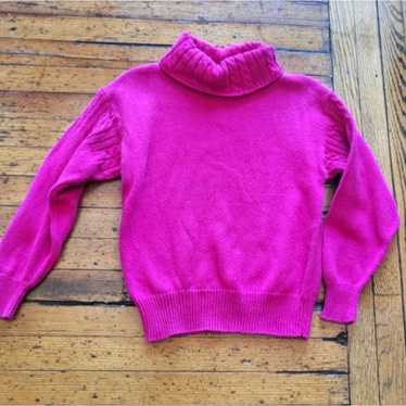 Crystal-Kobe Vintage Hot Pink Knit Turtleneck Swea