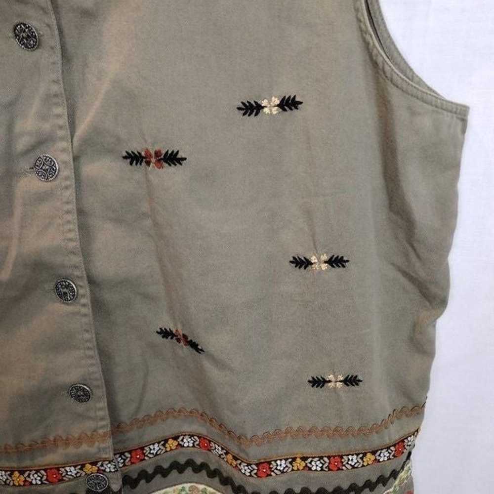 Casey & Max Vintage Embroidered Floral Collared V… - image 7