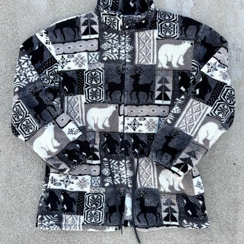 Vintage Black Mountain Fleece Jacket Retro Winter… - image 1