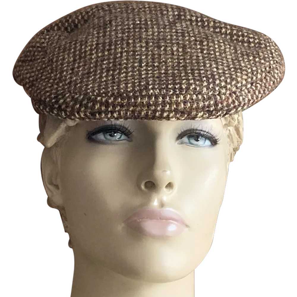 Vintage Hand Woven Wool Harris Tweed Newsboy Cap … - image 1
