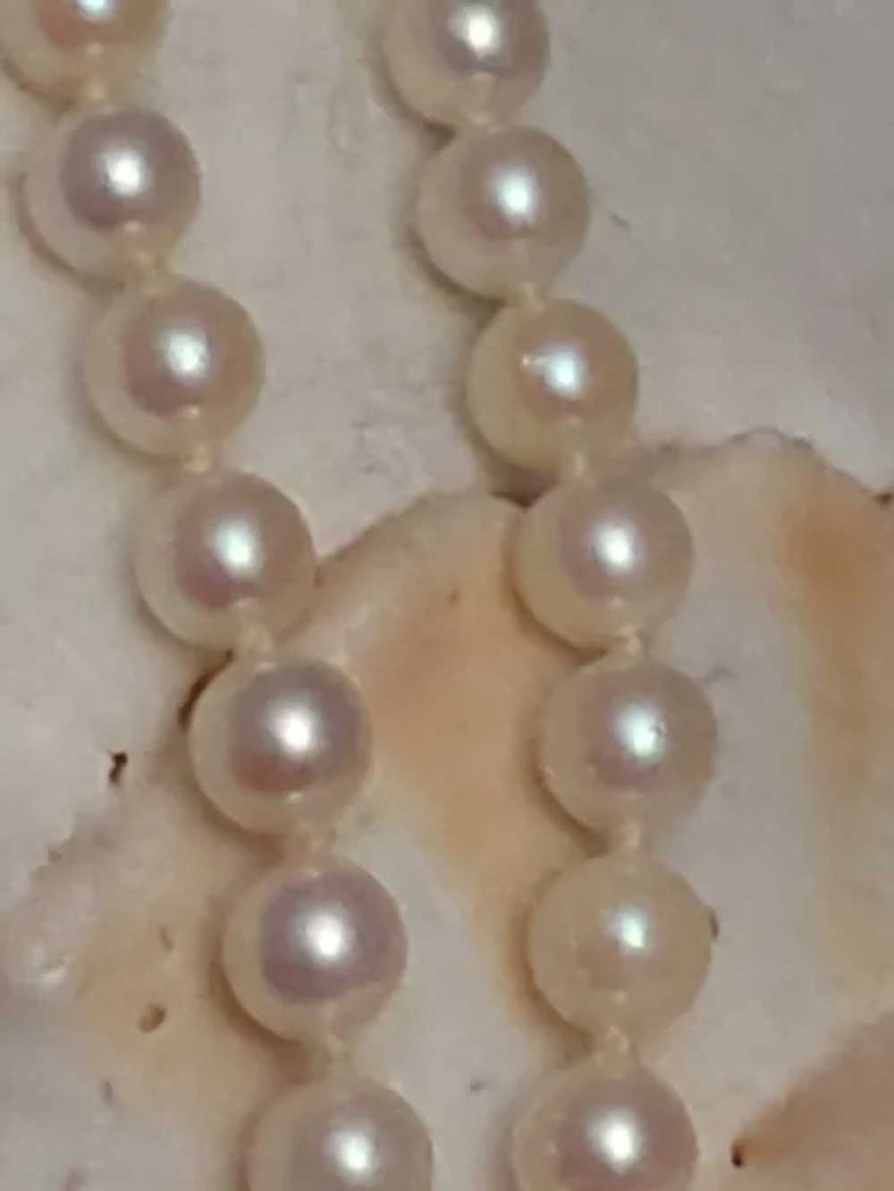 24" Cultured Pearl Hand Tied Necklace 14K White C… - image 11