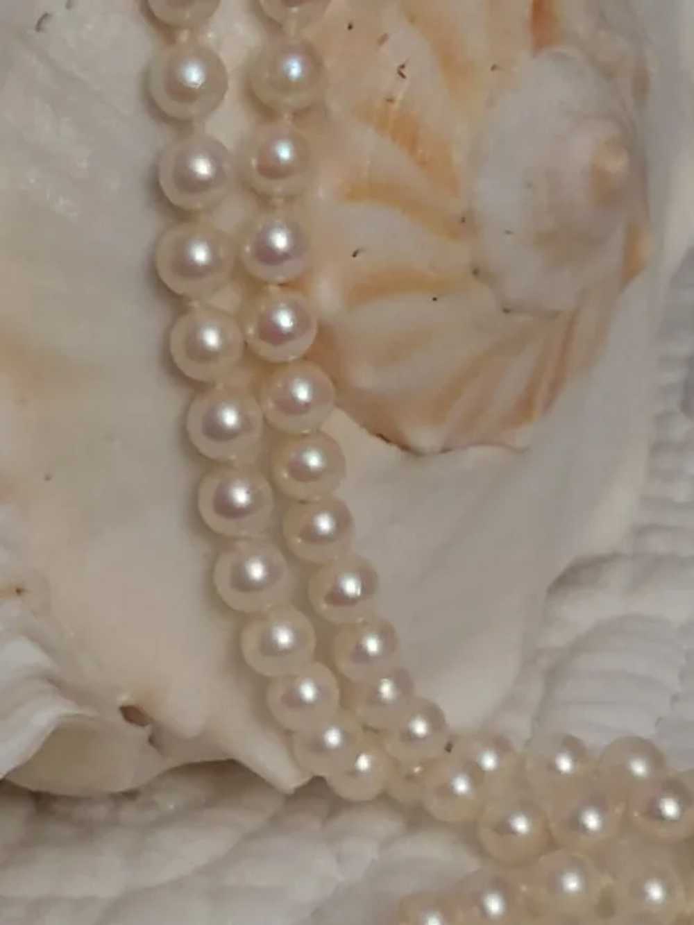 24" Cultured Pearl Hand Tied Necklace 14K White C… - image 2
