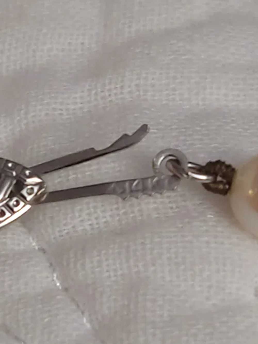 24" Cultured Pearl Hand Tied Necklace 14K White C… - image 5