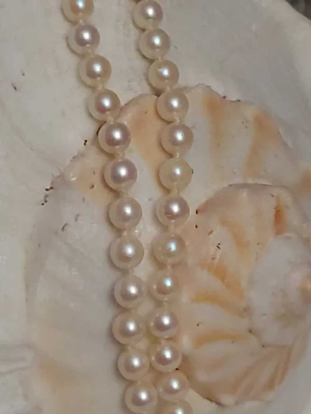24" Cultured Pearl Hand Tied Necklace 14K White C… - image 8