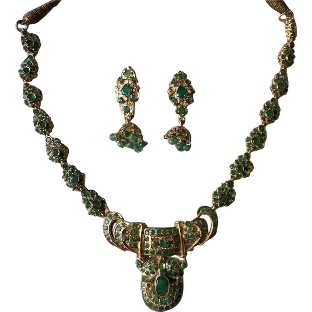 Gorgeous Indian Bohemian 22K Yellow Gold Emerald … - image 1