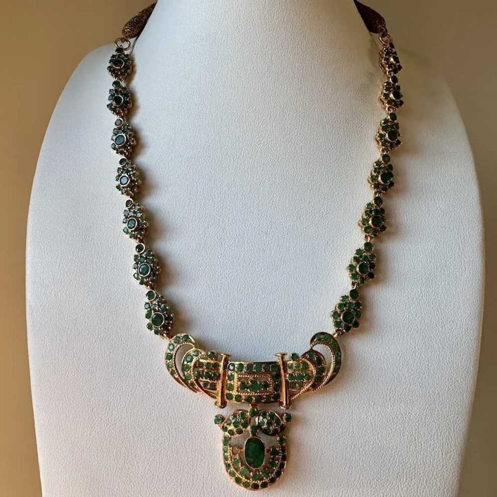 Gorgeous Indian Bohemian 22K Yellow Gold Emerald … - image 2