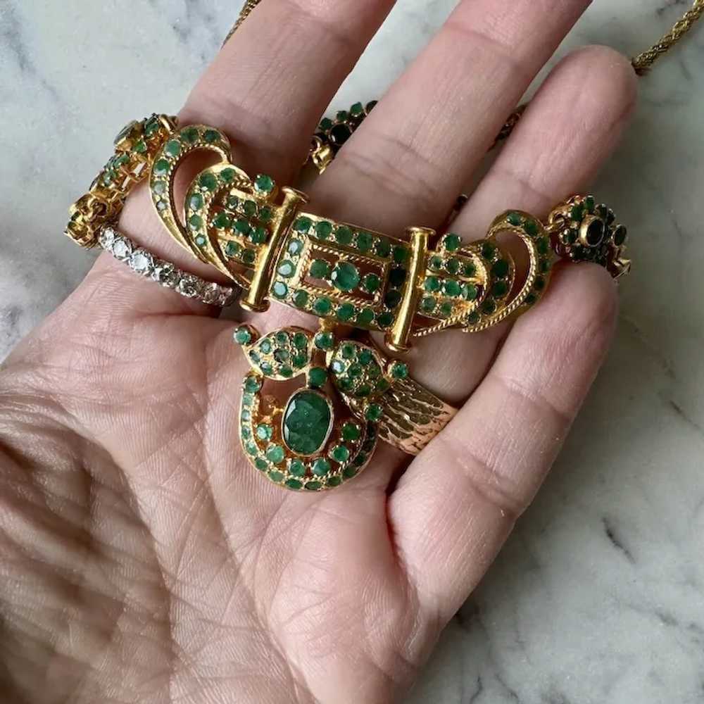 Gorgeous Indian Bohemian 22K Yellow Gold Emerald … - image 3