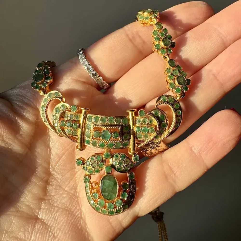 Gorgeous Indian Bohemian 22K Yellow Gold Emerald … - image 4