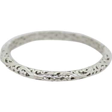 Large Sterling Silver Filigree Bangle Bracelet - … - image 1