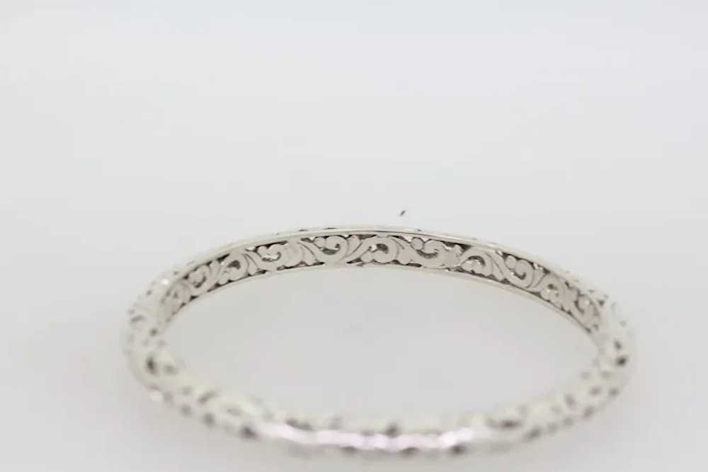 Large Sterling Silver Filigree Bangle Bracelet - … - image 2