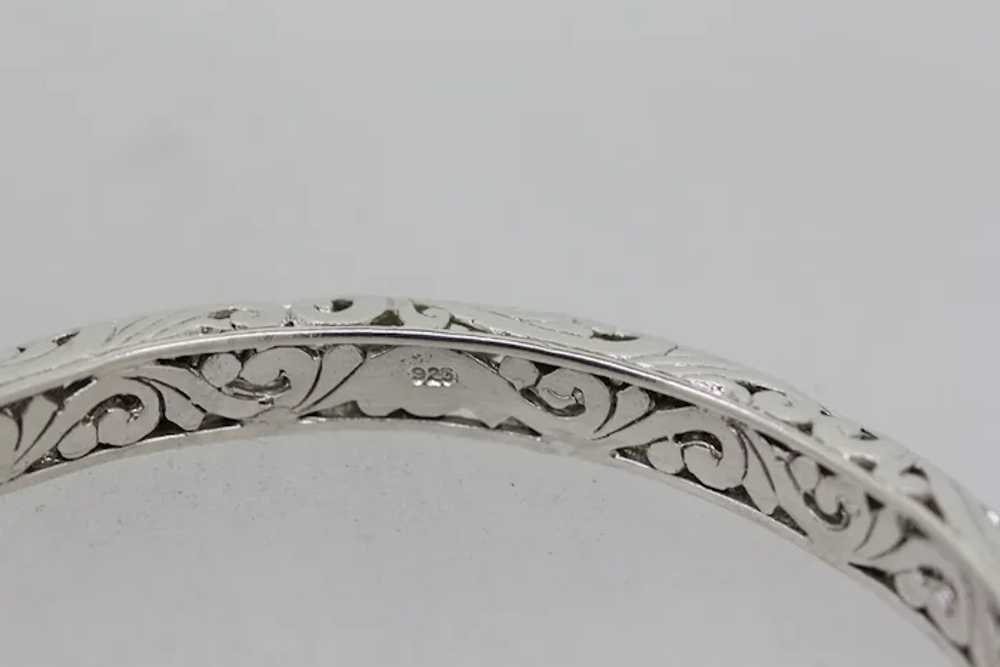 Large Sterling Silver Filigree Bangle Bracelet - … - image 3