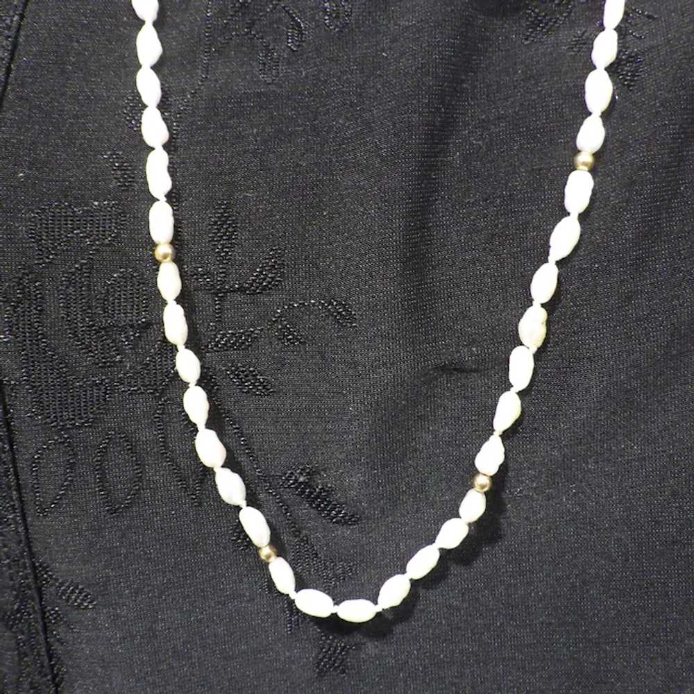 Single Long Strand of Freshwater Pearls, 14k Gold… - image 6