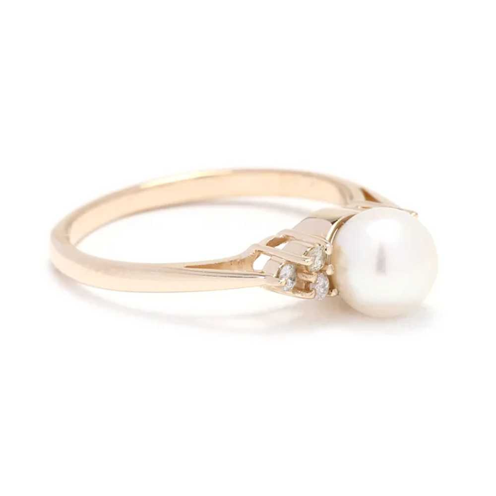 0.09ctw Diamond and Pearl Engagement Ring, 14k Ye… - image 2